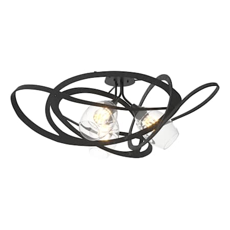 Hubbardton Forge Nest 3 Light 38" Wide Semi-Flush Ceiling Fixture Black / Clear