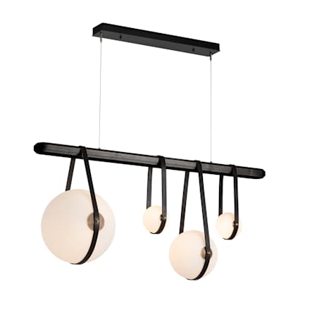 Hubbardton Forge Derby 52" Wide LED Linear Chandelier Antique Brass / Black / Black Wood / Opal