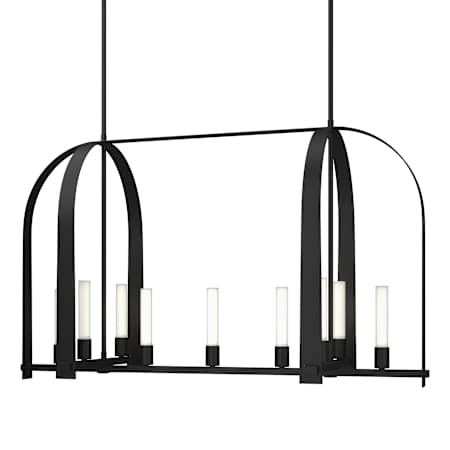 Hubbardton Forge Triomphe 9 Light 41" Wide Linear Pendant Black / Frosted