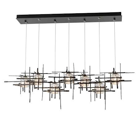 Hubbardton Forge Tura 7 Light 54" Wide Abstract Linear Pendant Dark Smoke