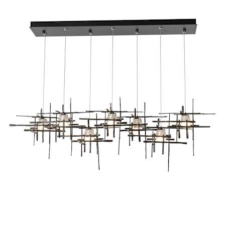 Hubbardton Forge Tura 7 Light 54" Wide Abstract Linear Pendant Dark Smoke