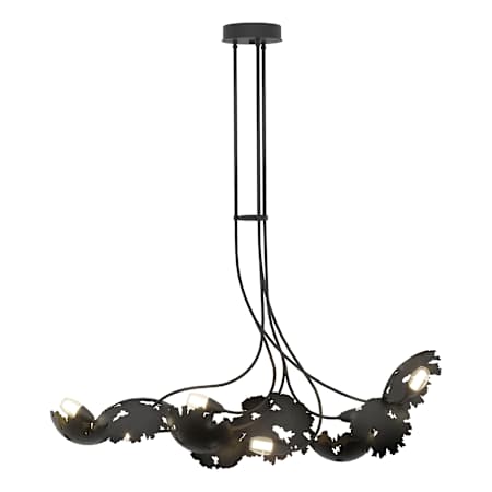 Hubbardton Forge Pangea 6 Light 48" Wide Abstract Linear Pendant Black / Clear / Frosted Diffuser