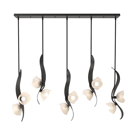 Hubbardton Forge Mika 10 Light 54" Wide Linear Pendant Black / Frosted