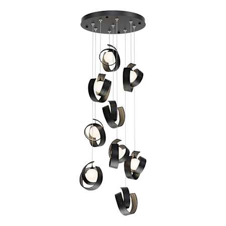 Hubbardton Forge Riza 9 Light 22" Wide Multi Light Pendant Black / Opal