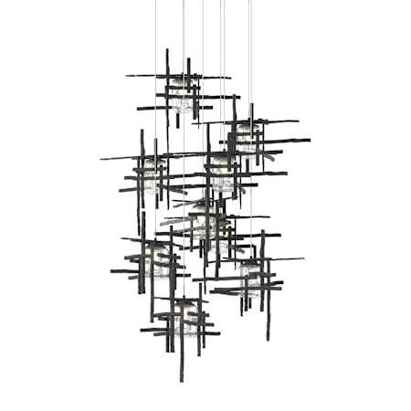Hubbardton Forge Tura 9 Light 30" Wide Multi Light Pendant Black / Clear