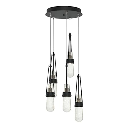 Hubbardton Forge Link 5 Light 13" Wide Multi Light Pendant Black / Clear