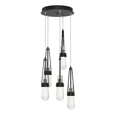 Hubbardton Forge Link 5 Light 13" Wide Multi Light Pendant Black / Clear