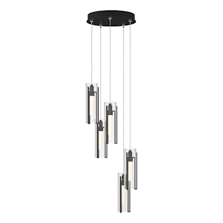 Hubbardton Forge Exos Glass 5 Light 14" Wide Suspension Multi Light Pendant Black / Clear