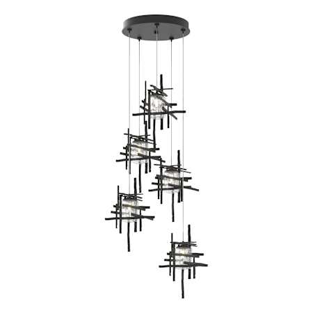 Hubbardton Forge Tura 5 Light 28" Wide Multi Light Pendant Black / Seeded Clear