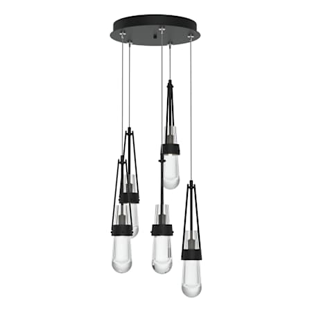 Hubbardton Forge Link 5 Light 13" Wide Multi Light Pendant Black / Clear