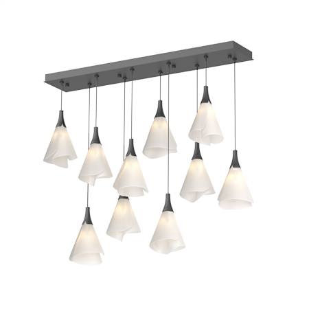 Hubbardton Forge Mobius 10 Light 46" Wide Linear Pendant Black / Frosted