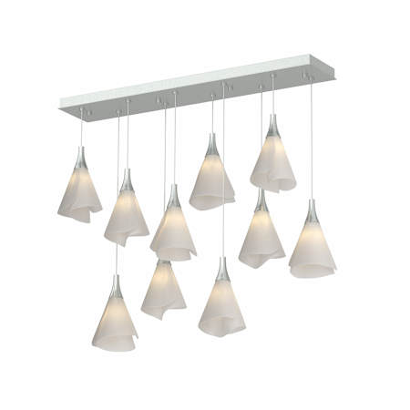 Hubbardton Forge Mobius 10 Light 46" Wide Linear Pendant Vintage Platinum / Frosted