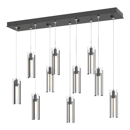 Hubbardton Forge Exos Glass 10 Light 45" Wide LED Multi Light Pendant Black / Clear