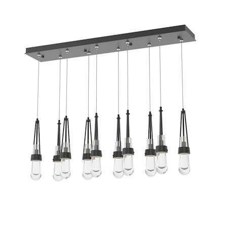 Hubbardton Forge Link 10 Light 45" Wide Linear Pendant Black / Clear