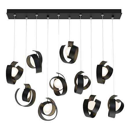 Hubbardton Forge Riza 10 Light 47" Wide Linear Pendant Black / Opal