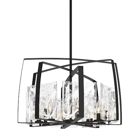 Hubbardton Forge Arc 8 Light 34" Wide Drum Chandelier Black / White Swirl