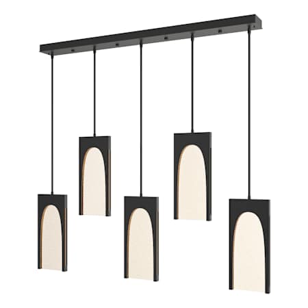 Hubbardton Forge Cypress 56" Wide LED Linear Pendant Black / Seeded Clear