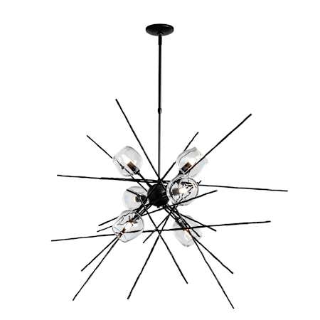 Hubbardton Forge Griffin 6 Light 39" Wide Pendant Black / Clear