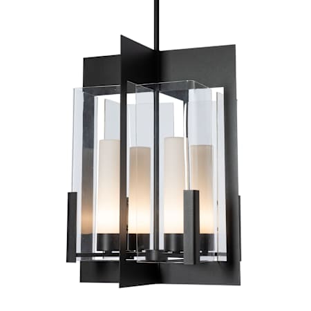 Hubbardton Forge Summit 4 Light 23" Wide Pendant Black / Clear Glass