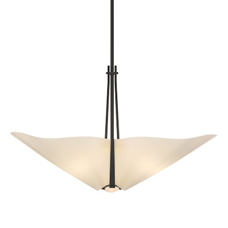 Hubbardton Forge Kirigami 3 Light 29" Wide Wood Pendant with Customizable Fabric Shade Black / Spun Frost