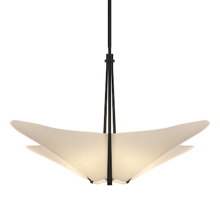 Hubbardton Forge Kirigami 4 Light 24" Wide Pendant with Customizable Fabric Shade Black / Spun Frost