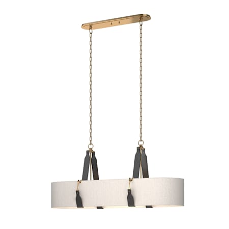 Hubbardton Forge Saratoga 4 Light 46" Wide Linear Chandelier Antique Brass / Black / Flax