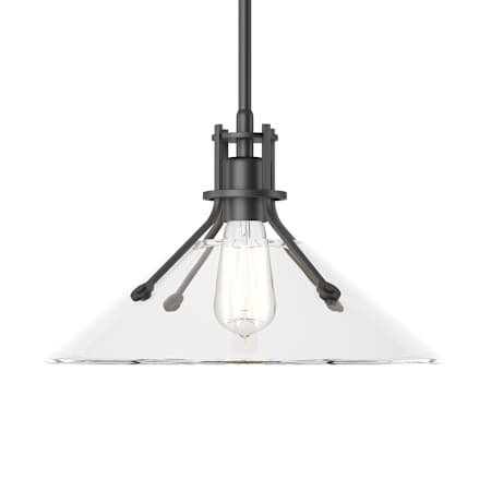 Hubbardton Forge Henry 15" Wide Pendant Black / Clear