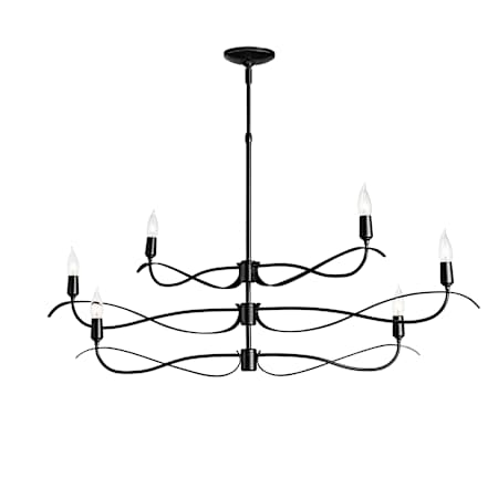 Hubbardton Forge Willow 6 Light 44" Wide Taper Candle Linear Chandelier Black