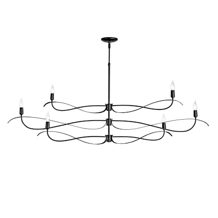 Hubbardton Forge Willow 6 Light 60" Wide Taper Candle Linear Chandelier Black