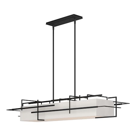 Hubbardton Forge Etch 4 Light 54" Wide Linear Chandelier Black / Flax