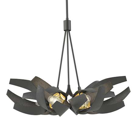 Hubbardton Forge Corona 6 Light 27" Wide LED Multi Light Pendant Black / Brass / Clear