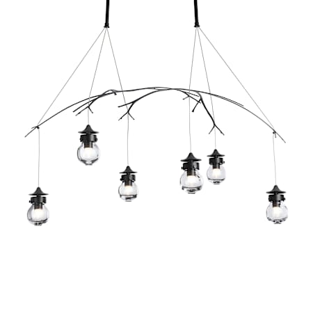 Hubbardton Forge Kiwi 6 Light 37" Wide Suspension Linear Pendant Black / Clear