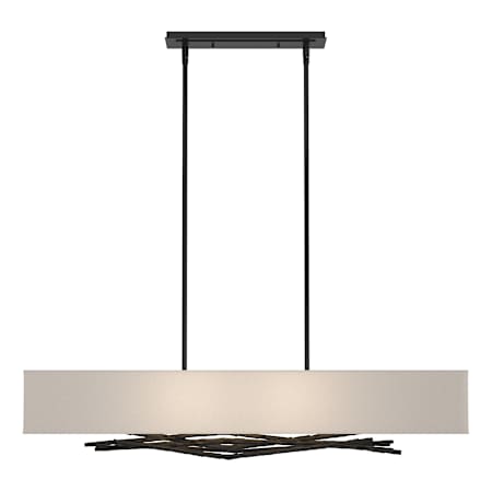 Hubbardton Forge Brindille 4 Light 42" Wide Linear Chandelier Black / Flax