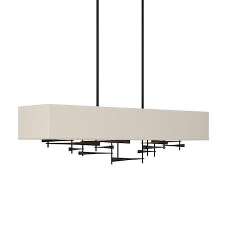 Hubbardton Forge Cavaletti 4 Light 42" Wide Linear Pendant Black / Flax