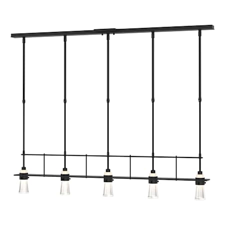 Hubbardton Forge Erlenmeyer 5 Light 48" Wide Linear Pendant Black / Clear