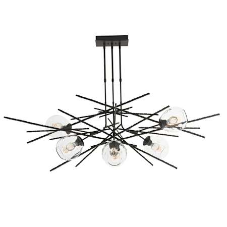 Hubbardton Forge Griffin 6 Light 63" Wide Multi Light Pendant Black / Clear