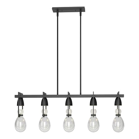 Hubbardton Forge New Traditional 5 Light 41" Wide Linear Chandelier Black / Clear