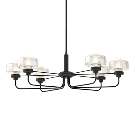 Hubbardton Forge Nola 6 Light 43" Wide LED Multi Light Pendant Black / Clear