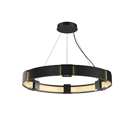 Hubbardton Forge Aura 6 Light 29" Wide Ring Chandelier Black / Clear