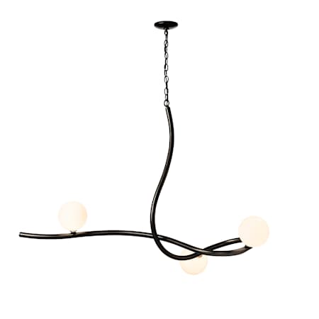 Hubbardton Forge Slide 3 Light 45" Wide Abstract Linear Chandelier Black / Opal