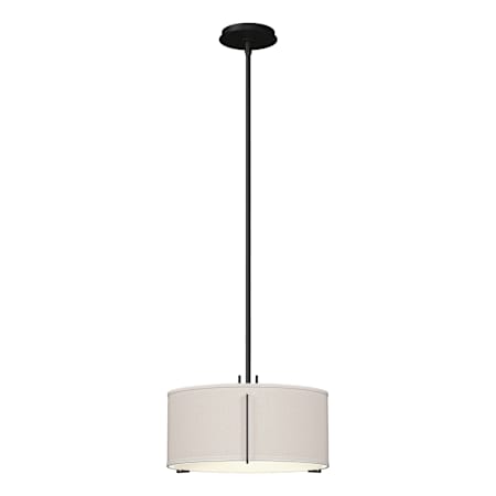 Hubbardton Forge Exos 3 Light 16" Wide Pendant with Customizable Fabric Shade Black / Flax