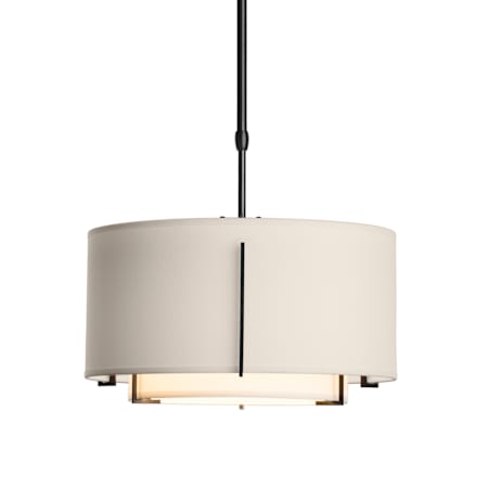 Hubbardton Forge Exos 17" Wide Pendant Black / Flax