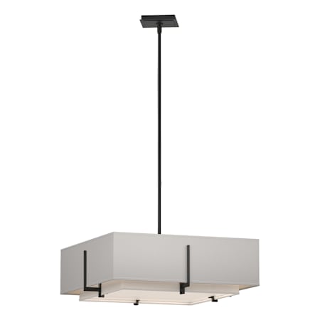 Hubbardton Forge Exos 4 Light 21" Wide Square Chandelier with Customizable Fabric Shade Black / Flax