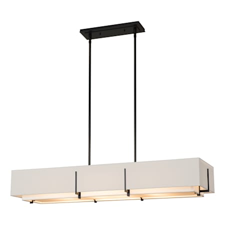 Hubbardton Forge Exos 4 Light 47" Wide Linear Chandelier Black / Flax