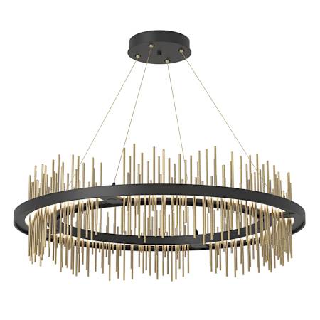 Hubbardton Forge Gossamer 38" Wide LED Ring Chandelier Black / Modern Brass