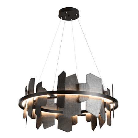 Hubbardton Forge Ardesia 38" Wide LED Ring Chandelier Black / Slate