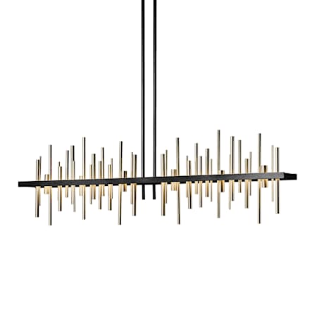 Hubbardton Forge Cityscape 52" Wide Linear Pendant Black / Soft Gold