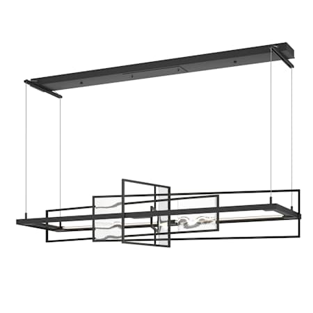 Hubbardton Forge Four Seasons 54" Wide LED Abstract Linear Chandelier Black / Aqualite