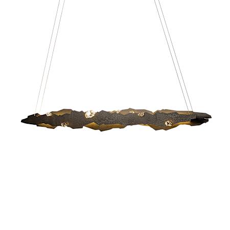 Hubbardton Forge Trove 53" Wide LED Abstract Linear Chandelier Dark Smoke