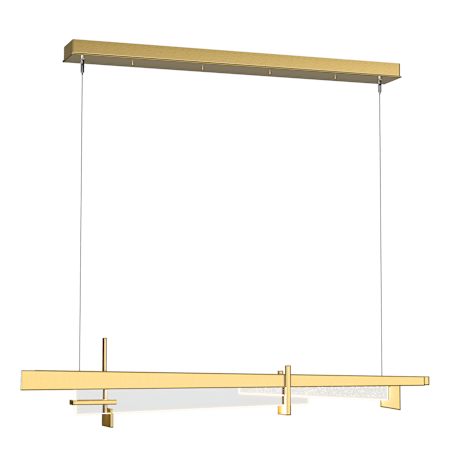 Hubbardton Forge Tenon 48" Wide Linear Pendant Modern Brass / Clear